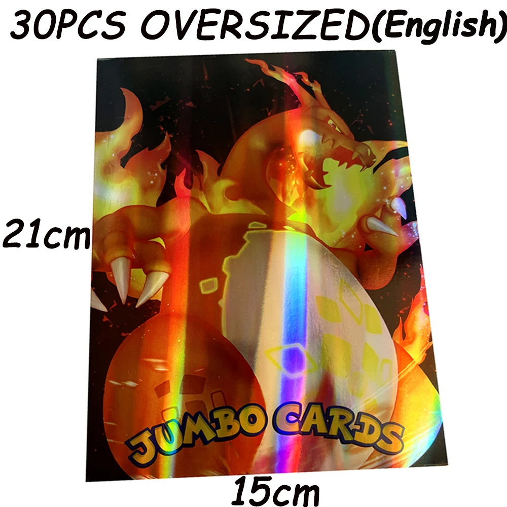 

30Pcs Oversized Pokemon Cards Vmax Vstar GX Jumbo Letters 15*21 cm Big Size Arceus Pikachu Charizard Super Rare Rainbow Card