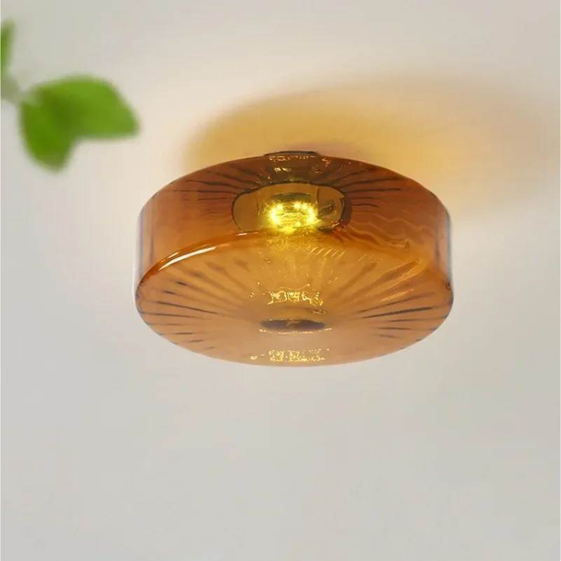 

Modern Glass Ceiling Lamp Korea Nordic Suspension Light Amber Glass Hotel Cafe Mall Shop Living Room Chandelier LED