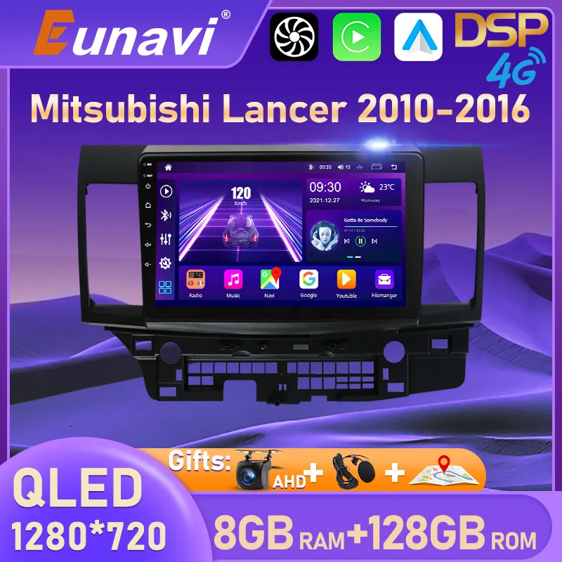 

Eunavi 2 din Android 10 Car Radio GPS For Mitsubishi Lancer 2010 - 2016 Carplay Multimedia video player 2din 4G QLED no dvd