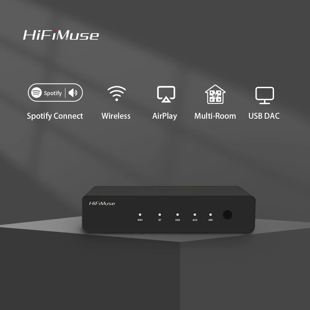 Bluetooth Audio Receiver HiFiMuse R20 Wireless WiFi Bluetooth for Home AirPlay DLNA Spotify Tidal Streaming Player