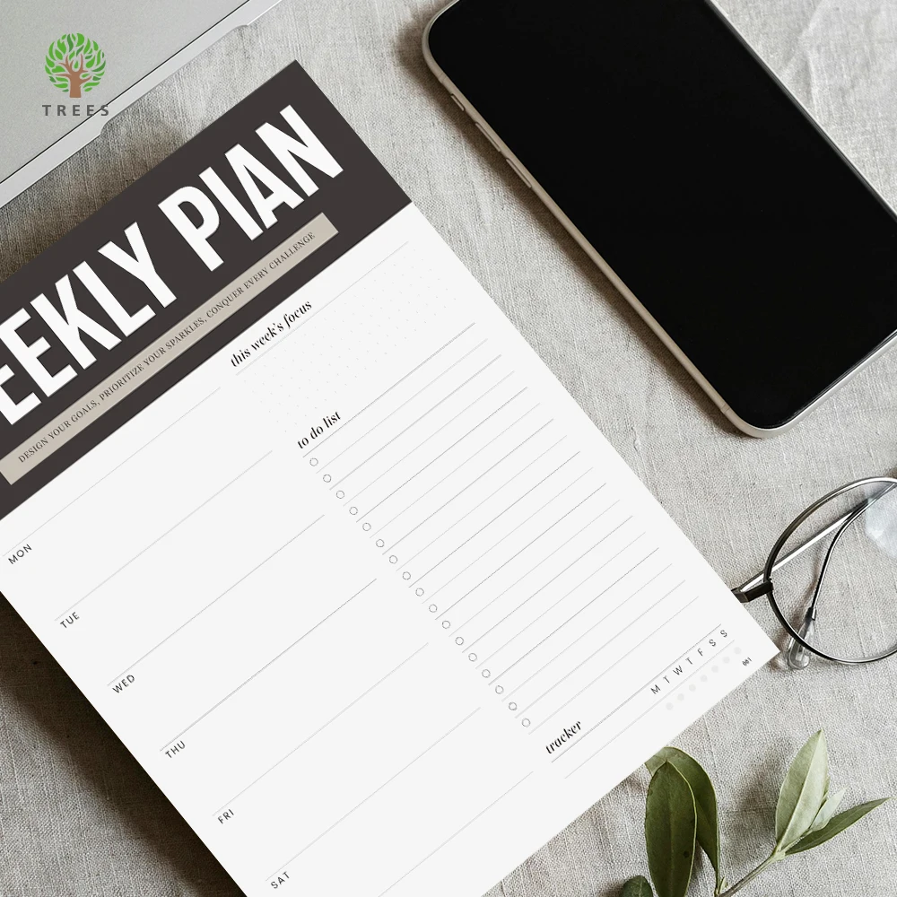 1Pc Notebook To-Do List, No Date Weekly Planner, Weekly Plan List, Must-Do Items, Memo, Habit Tracker, Easy to Tear Pages