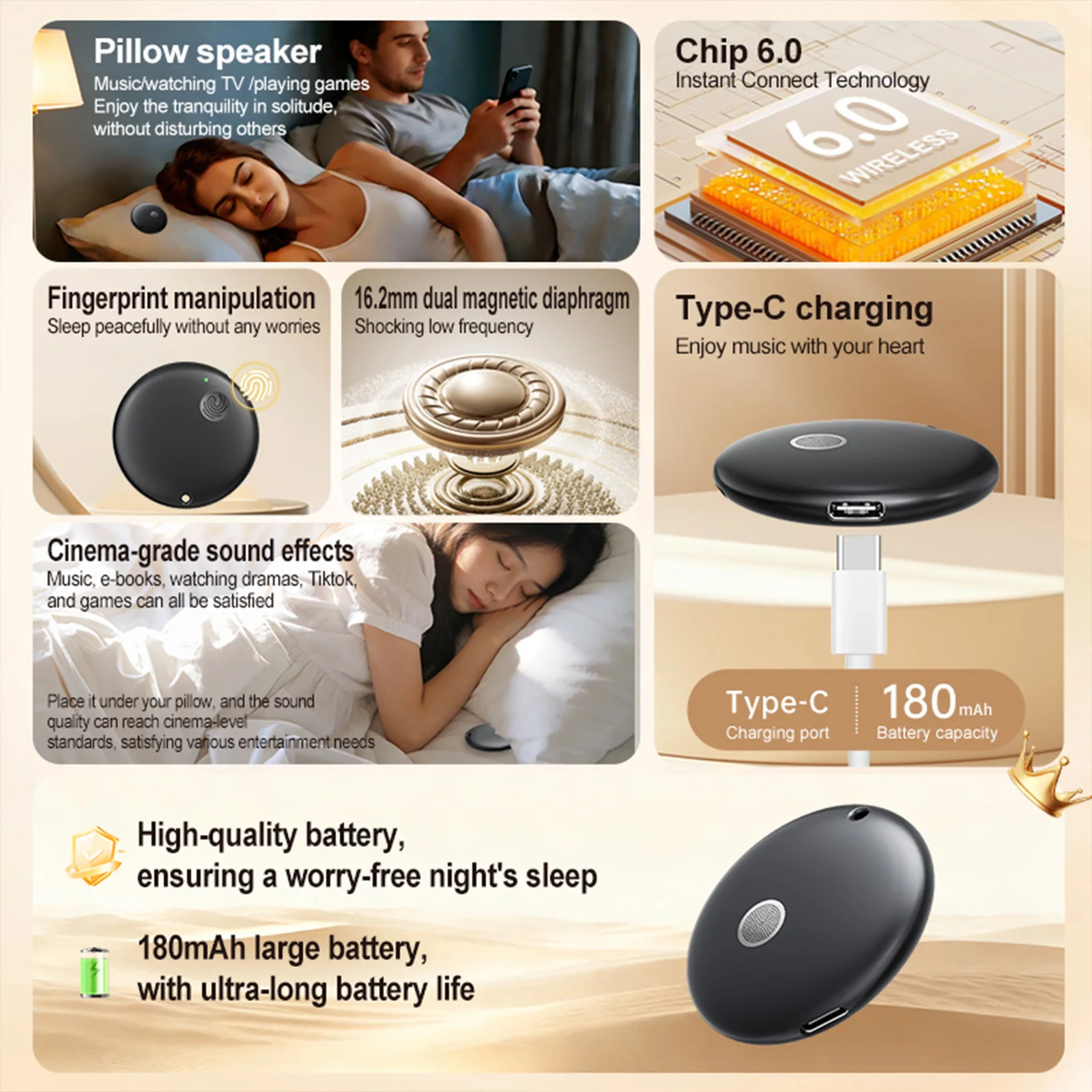 Wireless Bluetooth Mini Bone Conduction Sleep Speaker