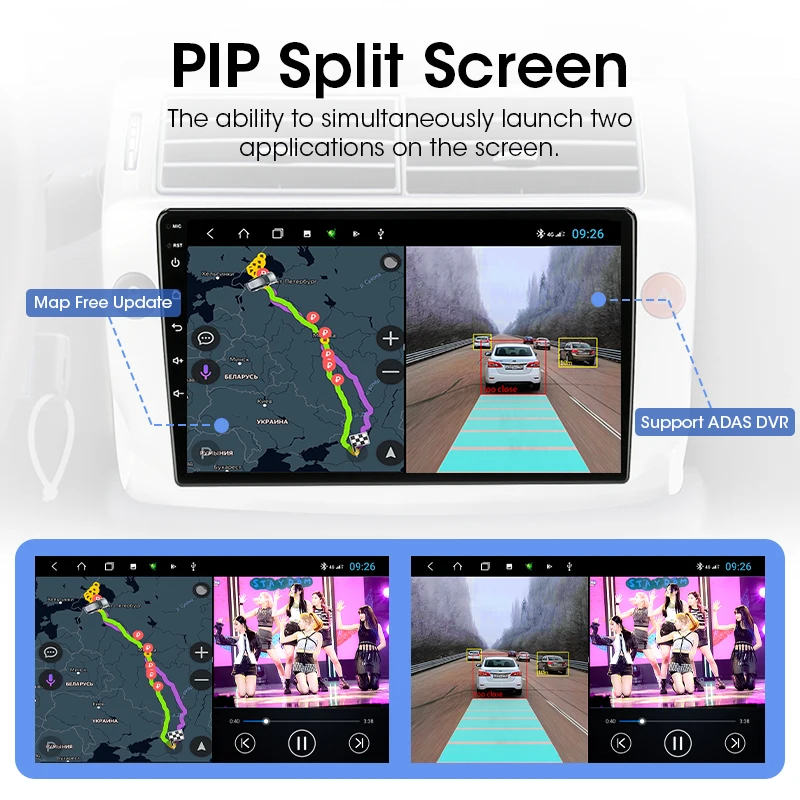 Srnubi ڵ  Ƽ̵ ÷̾, ȵ̵ 12 ī÷ ׷, Ÿ  R20 2009-2018, 2Din GPS 4G IPS RDS DSP DVD