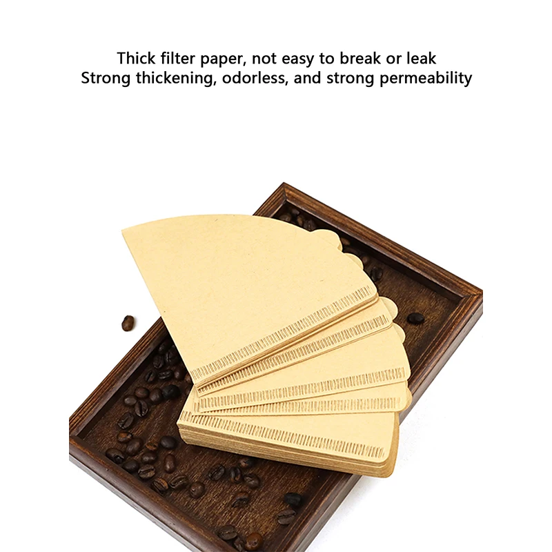 100pcs Coffee Filter Paper V-Shaped Wood Pulp Drip Paper Cone Coffee Strainer Bag Espresso Tea Infuser Accessories