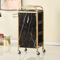 Retro Metal Barber Trolley-Cosmetologist Cart with Mobile Pulley Multi-level Classification Suitable for Beauty Salon