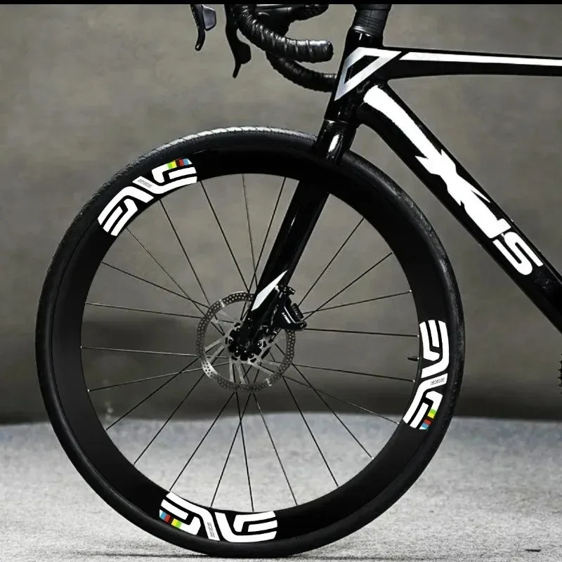 12-Piece ENVE SES High Visibility Bicycle Tire Sticker - White Reflective Sticker with Color Embellishment for Road Bikes