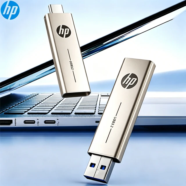 HP 2 in 1 OTG USB 3.2 Flash Drive Retractable Type-C Dual Metal Pendrive 64GB 128GB 256GB for Laptop PC Smartphone 1