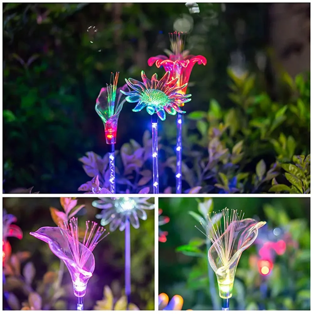 Description Picture 4 of item2Pack Solar Underground Lamp 7 Colors LED Trumpet Flower Stakr Lamp Outdoor Park Courtyard Holiday Atmosphere Decor Flower Light