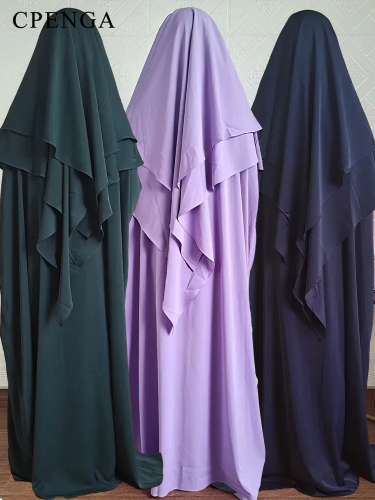 

Muslim Abaya Khimar Sets for Woman Jilbab 2 Piece Suit Eid Ramadan Plain Dress Woman Prayer Clothes Islam Clothing Modest Robe