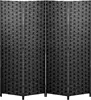 Room Divider 6FT Wall Divider Wood Screen 4 Panels Wood Mesh Hand-Woven Design Room Screen Divider Indoor Folding Portable Parti 1