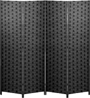 Room Divider 6FT Wall Divider Wood Screen 4 Panels Wood Mesh Hand-Woven Design Room Screen Divider Indoor Folding Portable Parti 1