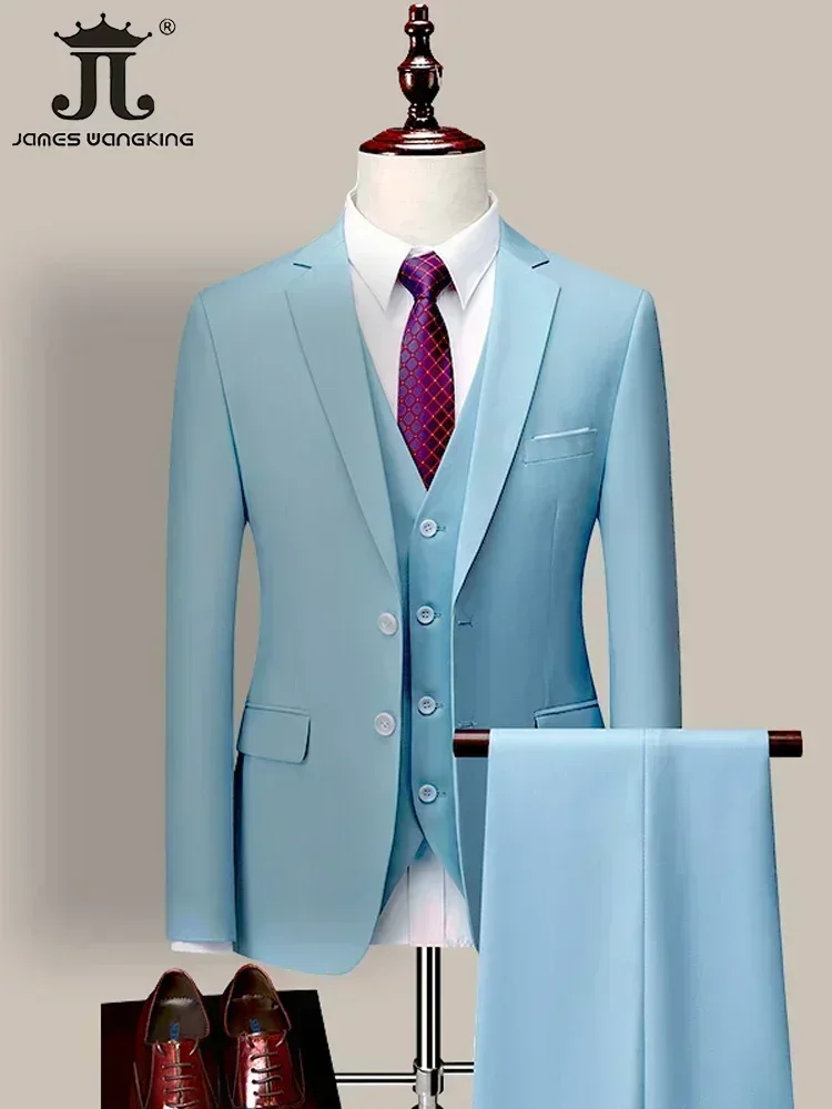14 Color M-6XL Men's Formal Business Three-piece Suit Solid Color Groom Wedding Dress formal suit business men clothing
