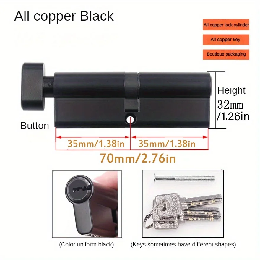 European Standard All Copper Lock Core Anti-theft Indoor Door Lock Universal Lock Wooden Doors 5pcs Master Keys door lock cylinder