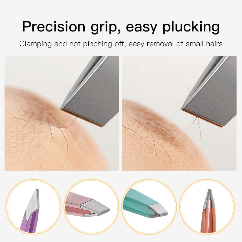 1/2/3PCS Stainless Steel Eyebrow Tweezer Colorful Hair Beauty Fine Hairs Puller Slanted Clips For Eyebrows Eyebrow Tongs Removal 6