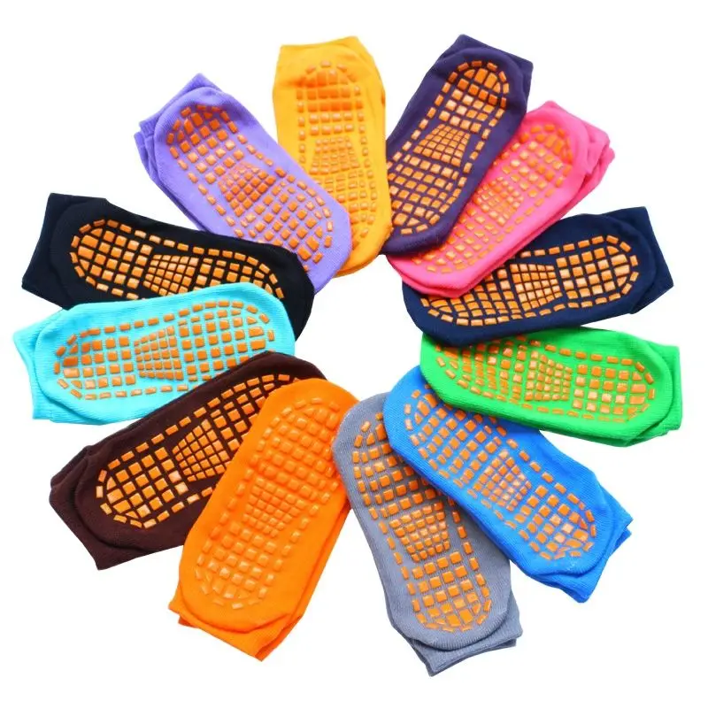 Trampoline socks adult child Home vacation socks anti-slip floor women cotton yoga Foot massage yoga socks 6 Pairs pack