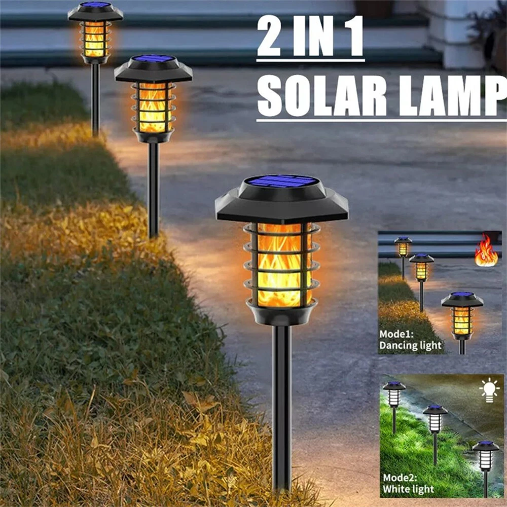 48/66 Led Solar Flame Lamp Buitenverlichting Verlichting Waterdicht Landschap Lamp Voor Villa Yard Garden | AliExpress