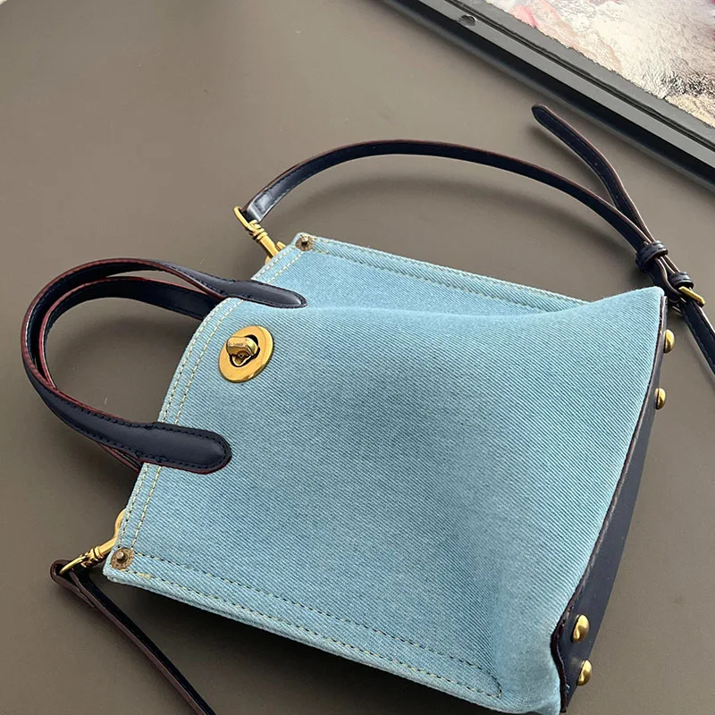 Spring And Summer New Mini Denim Bag Fashion Retro Handbag Denim Blue Crossbody Bag Korean Version Vegetable Basket Bag