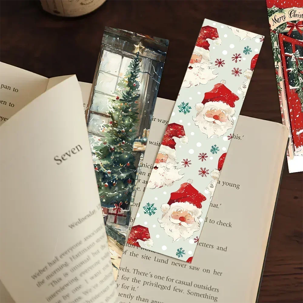 30 Pcs/Pack Christmas Bookmarks Cartoon Snowman Books Marking Reading Tools Creative Decorations Bookmarks Students Stationery