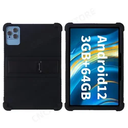 Silicone Shockproof Tablet Cover Case with Rear Kickstand - Soft and Durable for VASOUN Tab 12 10.1in (Black)