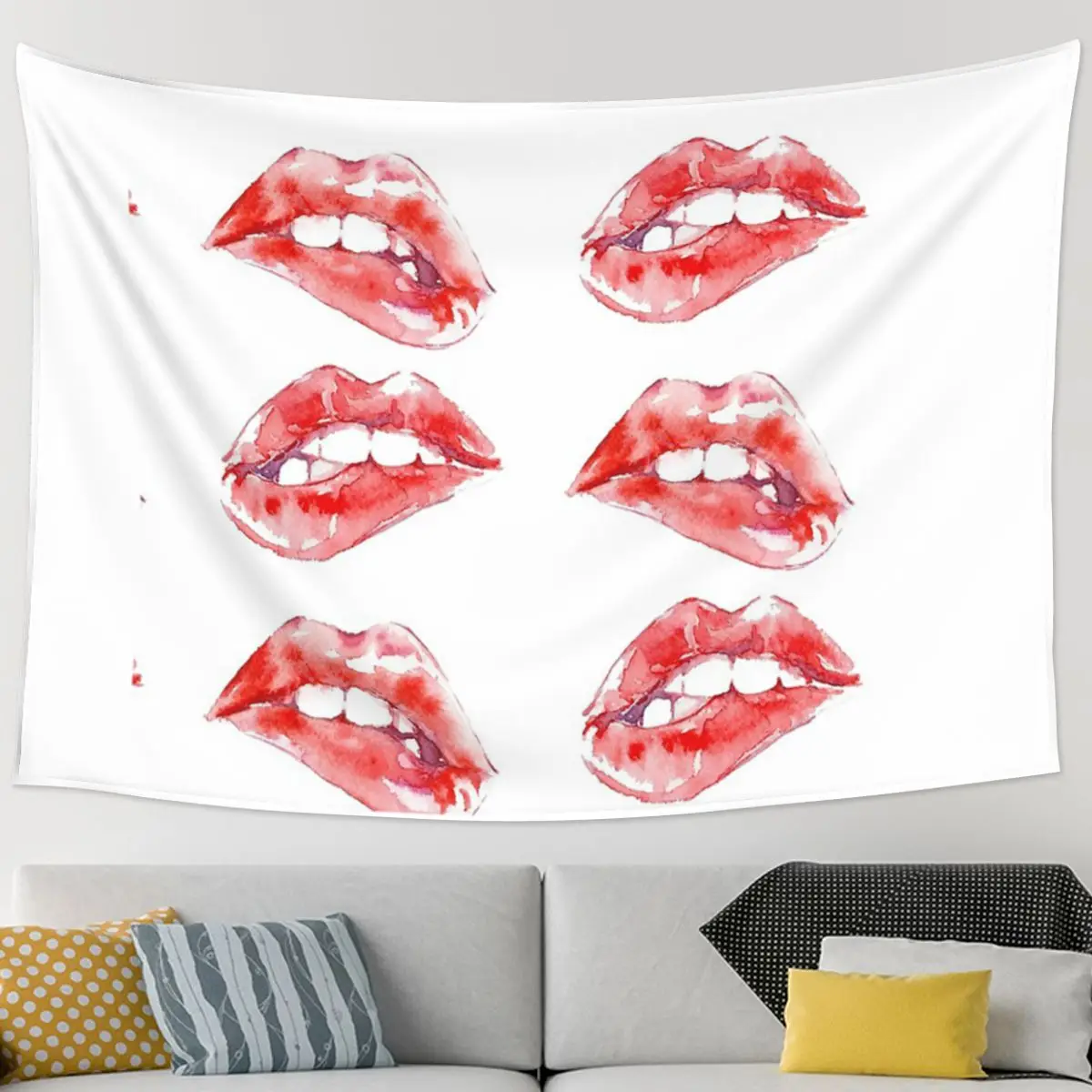 

Biting Lips Tapestry Hippie Wall Hanging Aesthetic Home Decoration Tapestries for Living Room Bedroom Dorm Room