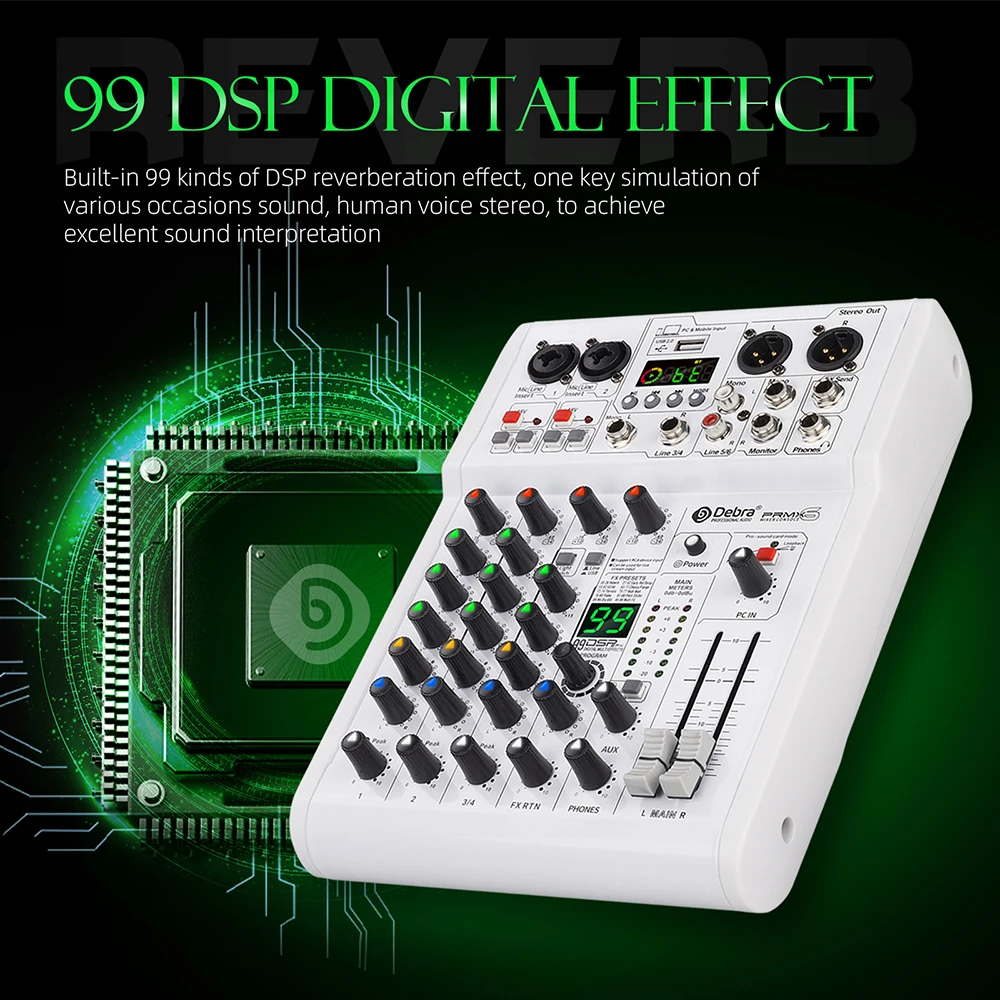 アナログミキサー　PRMX-6 オーディオミキサーPRMX-6,BT付き,DJコンソール,ポータブルミキシング