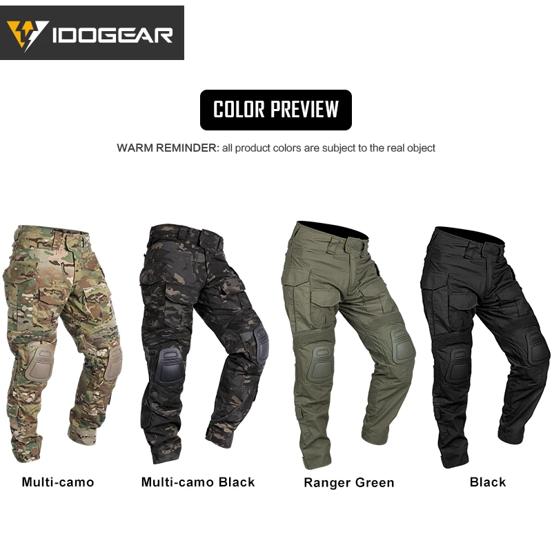 IDOGEAR G3 Combat Pants with Knee Pads Tactical Trousers  Gen3 Range green CT Cotton polyster 3201