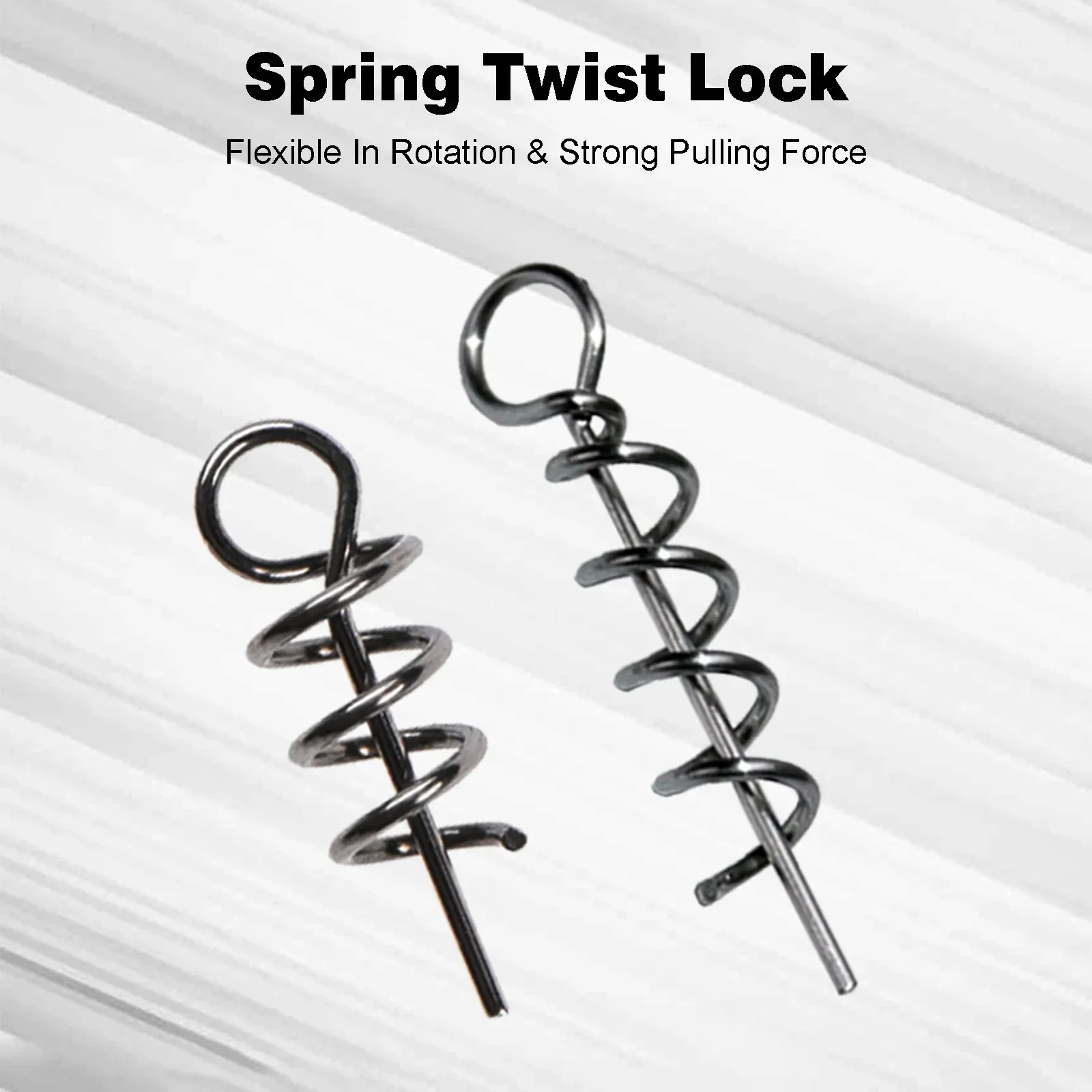 50pcs Soft Lure Bait Spring Twist Lock Fishing Hook Stainless 15/35mm Steel  Centering Pin for Soft Lure Bait Worm Crank Bait