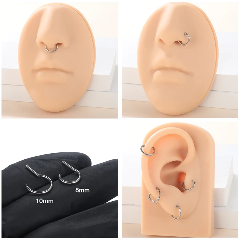 G23 Titanium Piercing D Shape Segment Ring Clicker Ear Cartilage Tragus Helix Lip Nose Hoop Half Ring Jewelry 16G 8/10/12/14mm