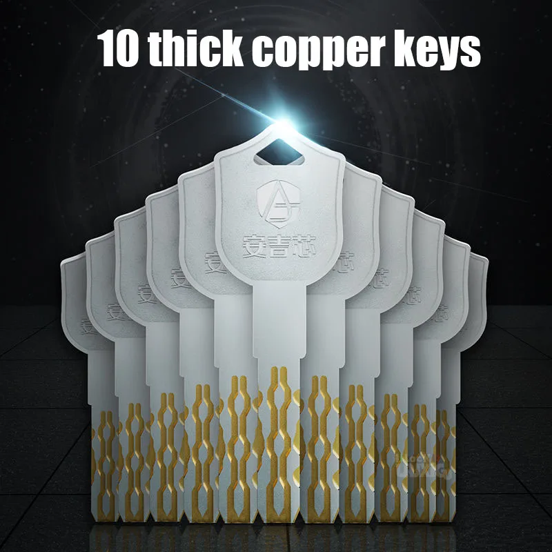 Door Lock Cylinder 10 keys Brass 65-130 mm Entrance door Cylinder Mortise