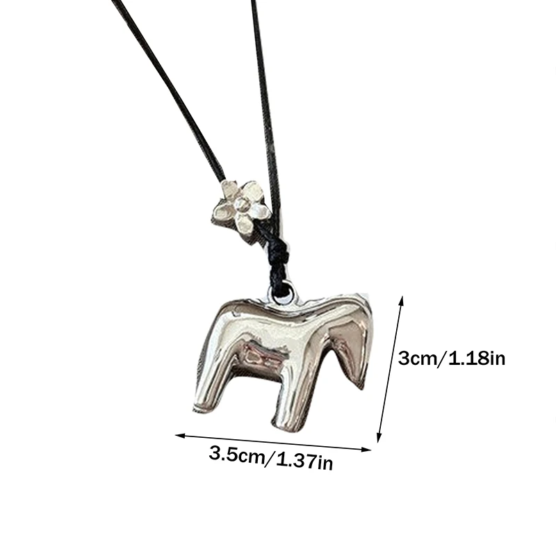 Cartoon Horse Pendant Necklaces For Women Female Sweater Chains Adjustable Long Rope Chain Daily Matching Accessories