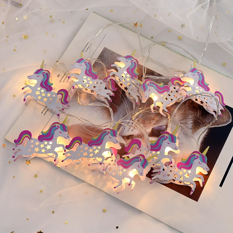 1,65 M 10 leds Cartoon Einhorn LED String Licht Einhorn Geburtstag Party Dekoration Kinder Geschenk Baby Dusche Hochzeit Party liefert – Detail 5