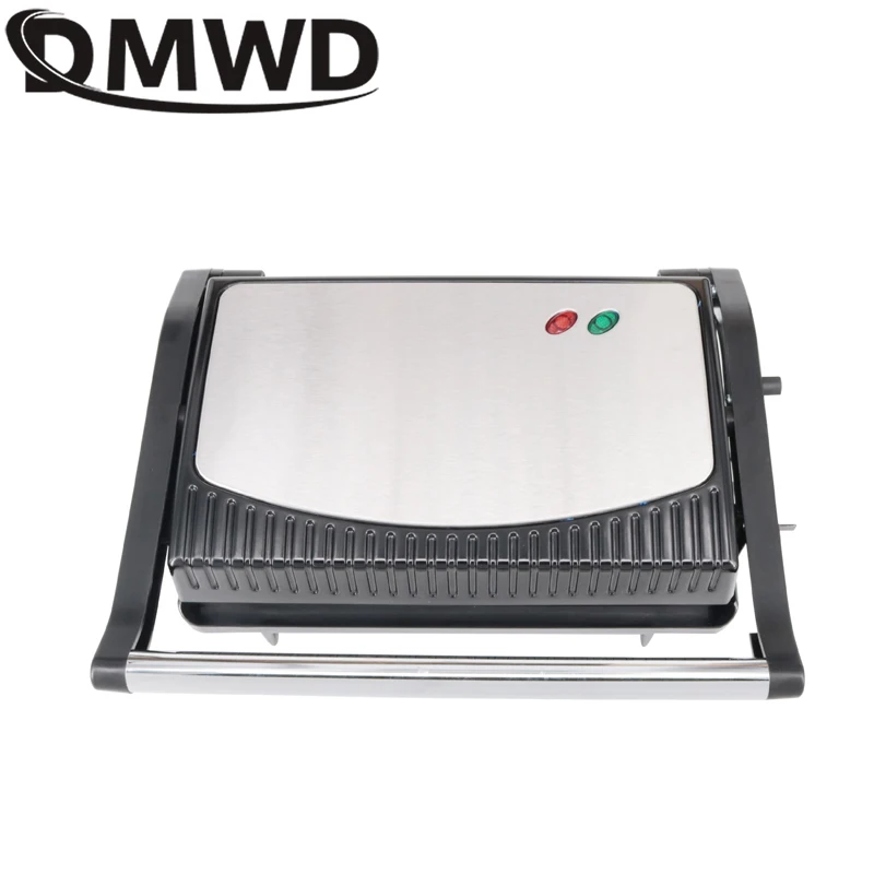 DMWD 110V/220V Sandwich Maker Breakfast Machine Barbecue Roast Intestinal Hamburger Panini Machine Steak Frying Pan Eggs Cooker