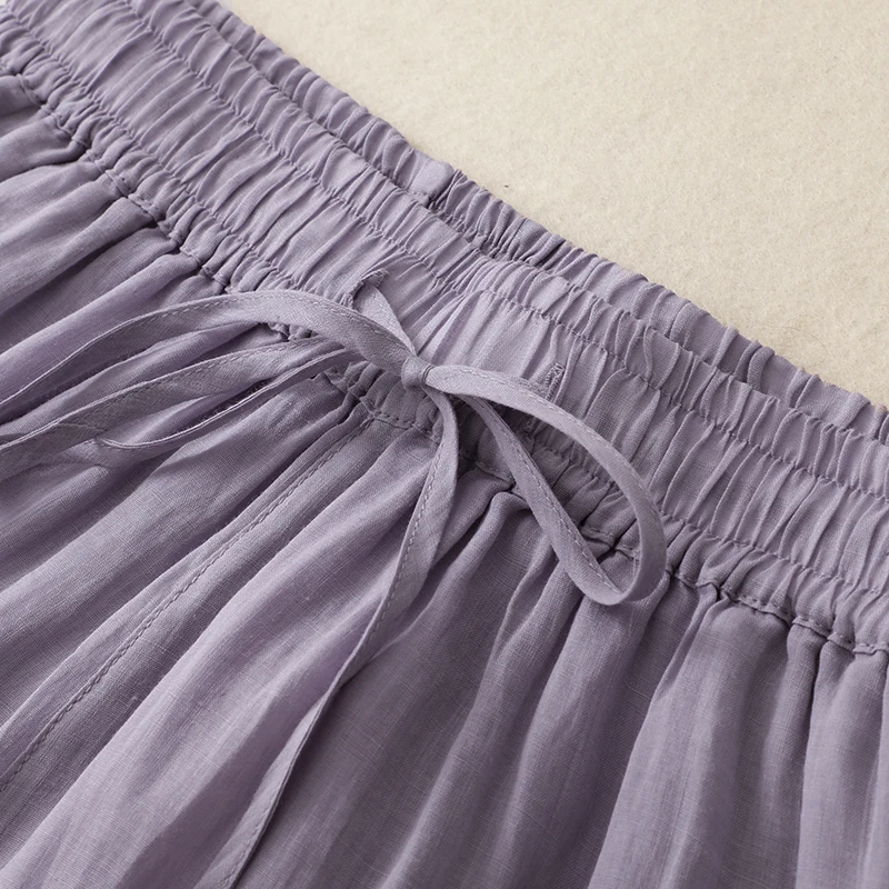 Summer New Sle Artistic Retro Balloon Pants Cotton Linen Loose Travel Casual Lantern Pants Women's Purple Thin