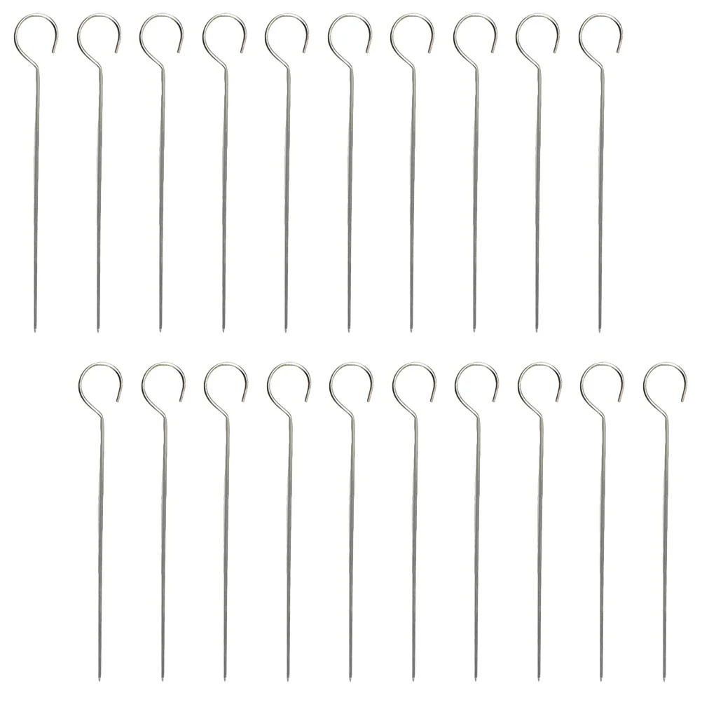 

20 Pcs Stainless Steel Goose Tail Needle Skewers Grilling Appetizers Portable BBQ Barbecue Reusable Sticks