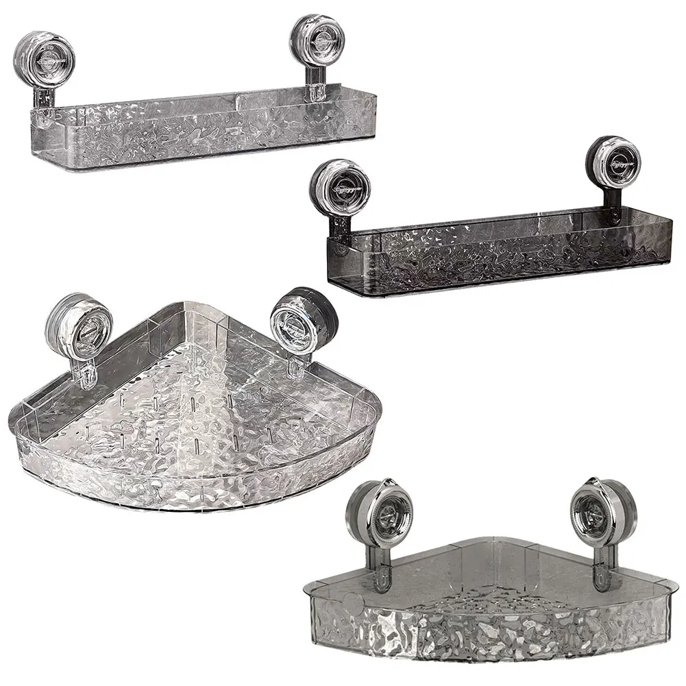 Clear Plastic Bathroom Storage Shelf with Suction Cup