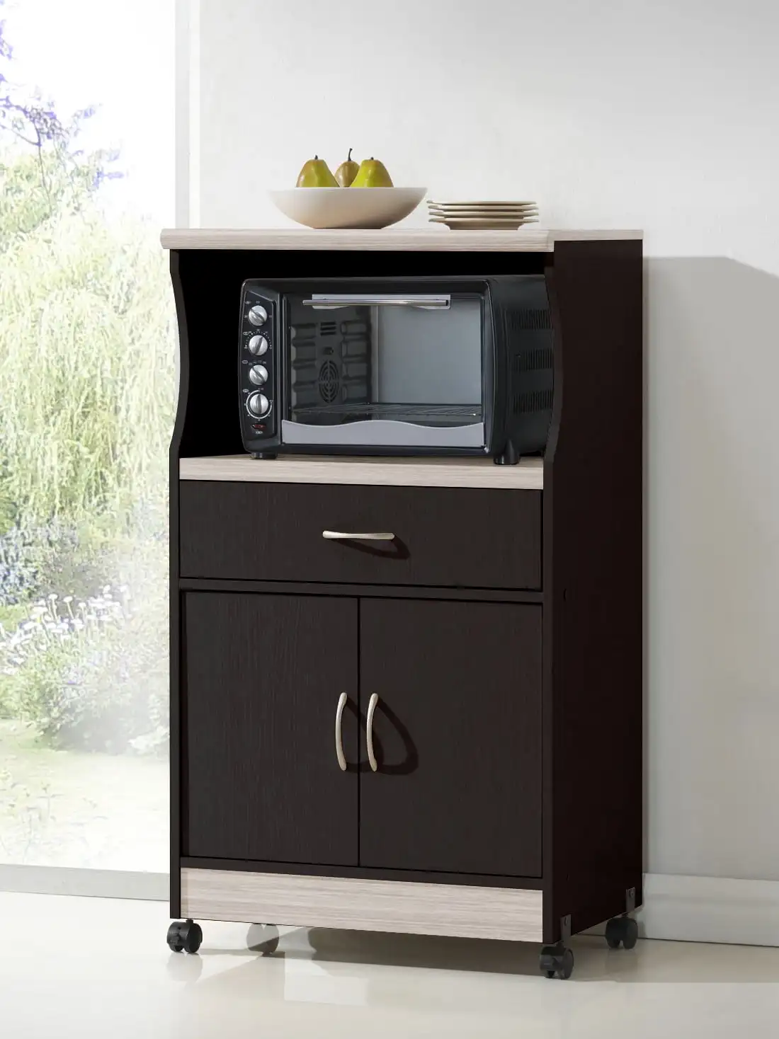

Hodedah Microwave Cart, Chocolate