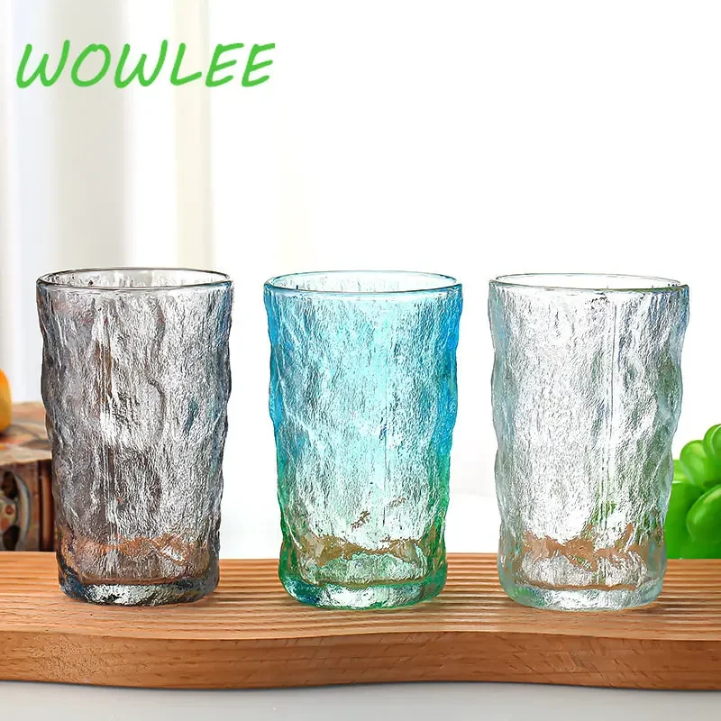 

350ml Glacier Pattern Glass Water Cup Ins Whiskey Wind Beer Juice Glass Mug Tea Milk Coffee Water Cup Bar Drinkware Gift