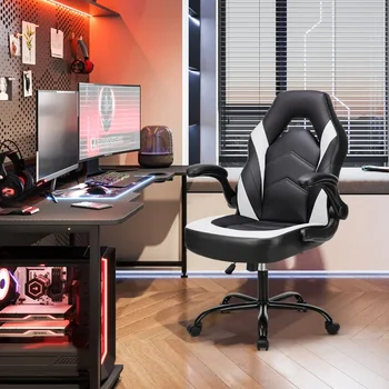 Computer Game Chair High Backrest，Ergonomic Office Seating，With Flip Armrest，Adult Wheeled Video Game Chair 1