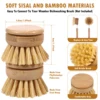6Pcs Natural Bamboo Dish Brush Head Soft Sisal Bristle Dish Eco-Friendly Washing Up Brush Replacement Heads for Washing Pan/Pot 6