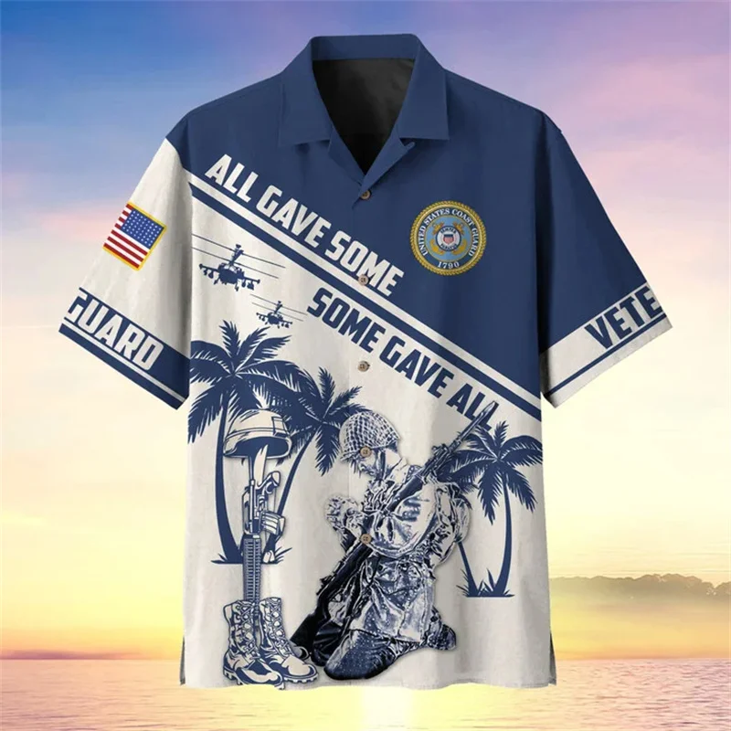 

Рубашка мужская летняя с 3D-принтом, короткий топ с рисунком солдат США, винтажная модная крутая кофта для ветеранов
