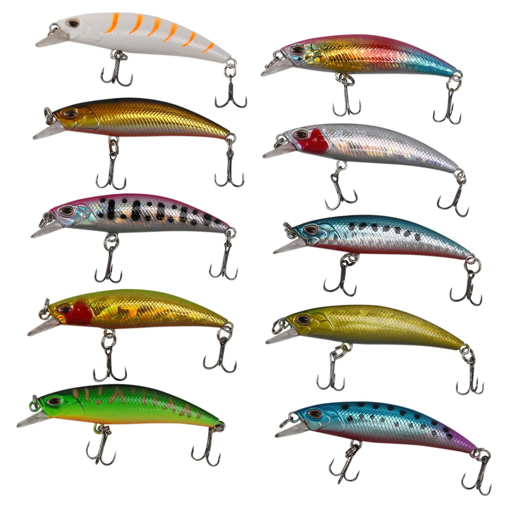 

10PCS Lot Lase Lure Internal Coloring Minnow Floating Fishing Lures Bass CrankBait 6cm