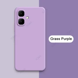Luxury Candy Cellphones Case with Camera Protection - Soft Fashion Square Liquid Silicone Armor Cover for Infinix Smart 10 (Grass Purple)