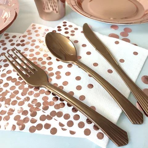 

Tableware Set Disposable Rose Gold Party Paper Plate Cup Kids Adult Birthday Wedding Bachelorette Party Decoration Baby Shower