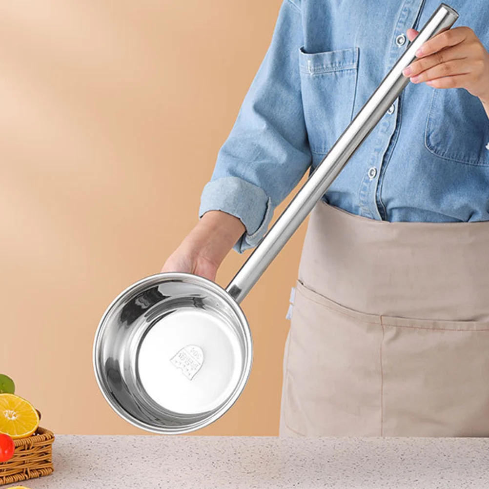 Soup Long Handle Water Spoon Metal Ladle Lengthen Ladles for Cooking Small Gold