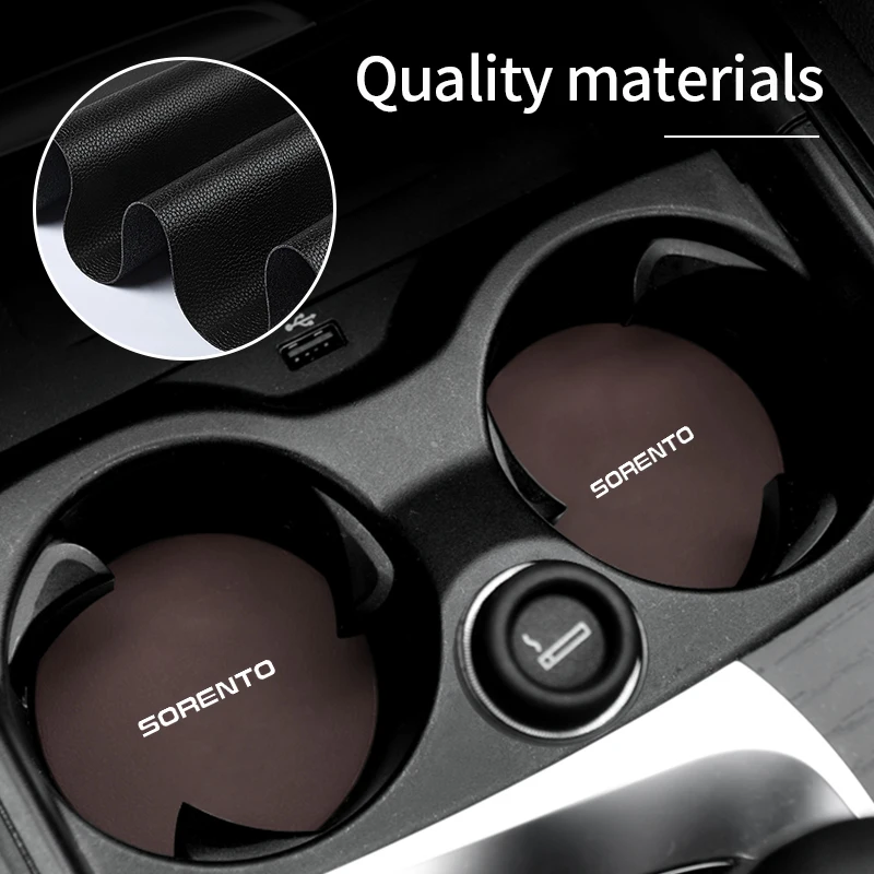 2PCS Car Coaster Water Cup Holder Anti-slip Pad For KIA Sorento Stinger Soul Spectra Niro Cadenza Sephia Carens K5 Optima Cerato