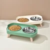 Cat Bowl Stainless Steel Double Bowl Anti Knock Pet Bowl Water and Food Integrated Cat and Dog Bowl Protects Cervical Spine 2