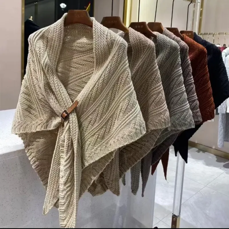 Winter Shawl Thickened Warm Cloak Wool Scarf Cashmere Knitting Scarf Women Bandana Pashmina Scarves Poncho Foulard Hijab