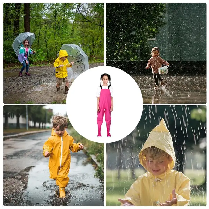 Kids Waders One-Piece Youth Fishing Waders Waterproof With Boots Hunting Raincoats Watersuits Rain Trousers For Fishing