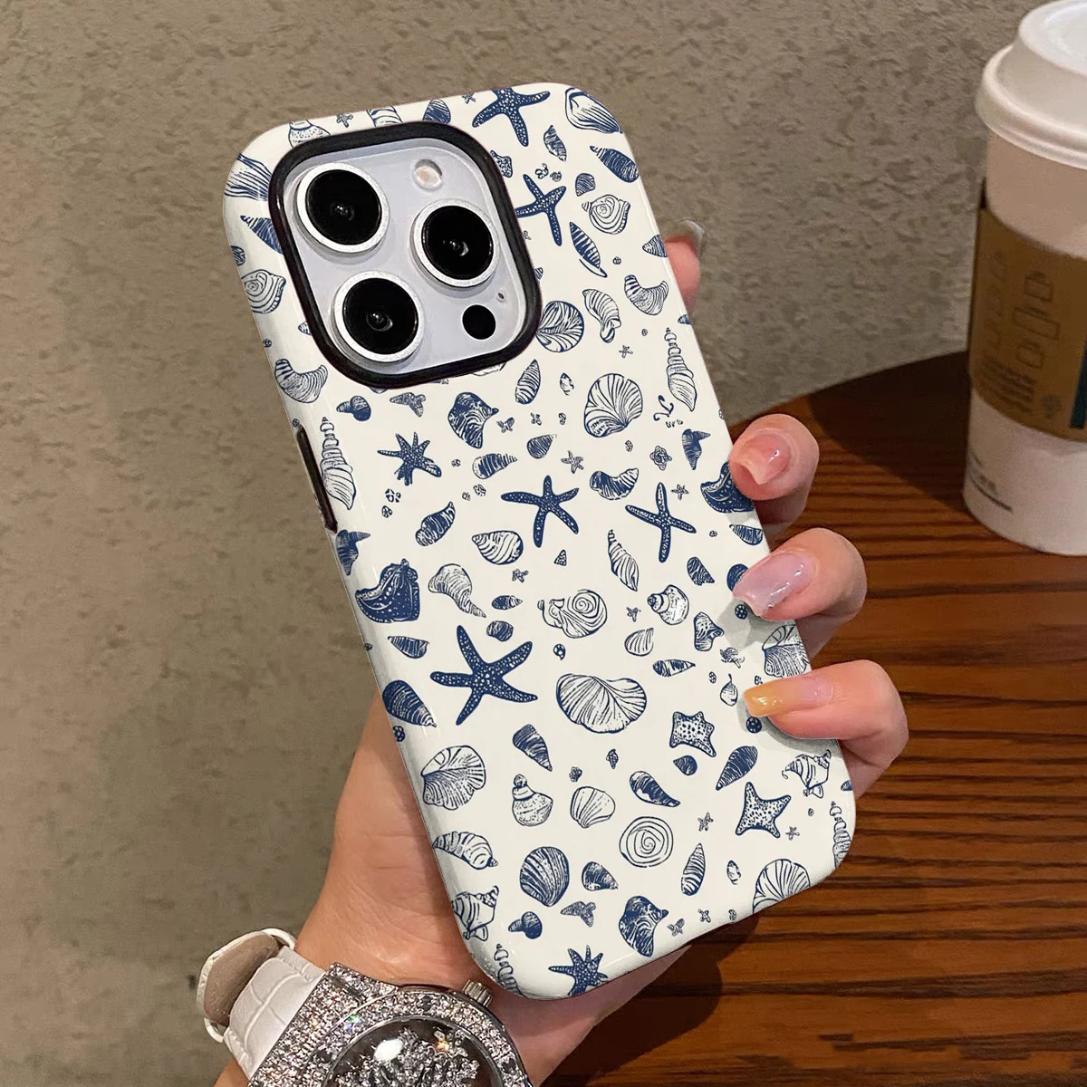 Luxury Ocean World Starfish Design Double-Layer Phone Case Back Cover
