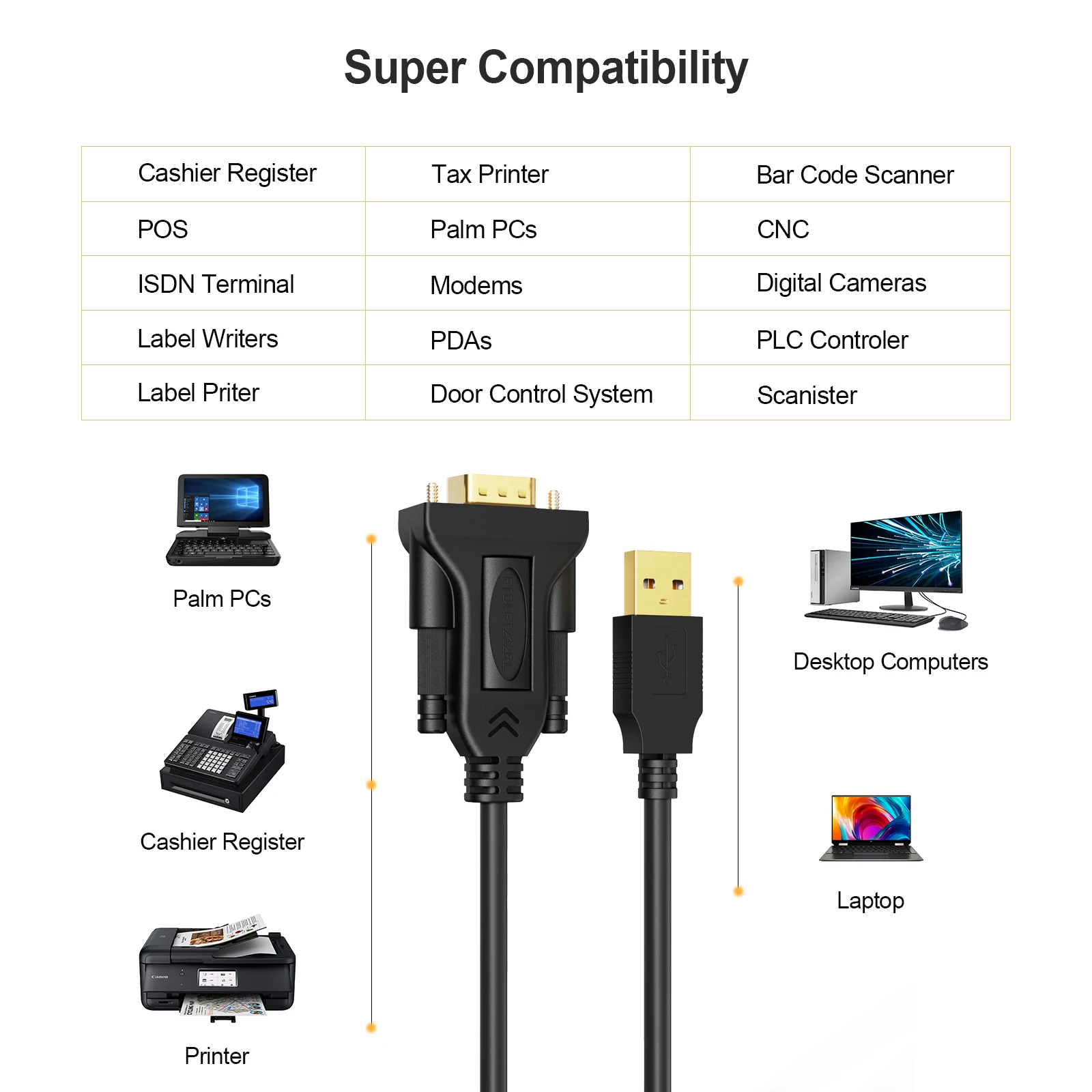 Adaptateur USB vers Série de 1m - Convertisseur DB9 Mâle vers USB -  Adaptateur USB RS232, Prolific IC - Convertisseur RS232 vers USB pour